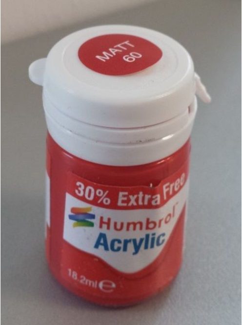 Humbrol - Humbrol Acrylic No60 Scarlet Matt 18,2ml (14ml plus 30% extra free)