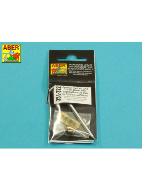 Aber Models - Germ.75mm barrel for KwK40L/43 with single baffle muzzle brake for Pz.Kpfw.VI, Ausf.G -early