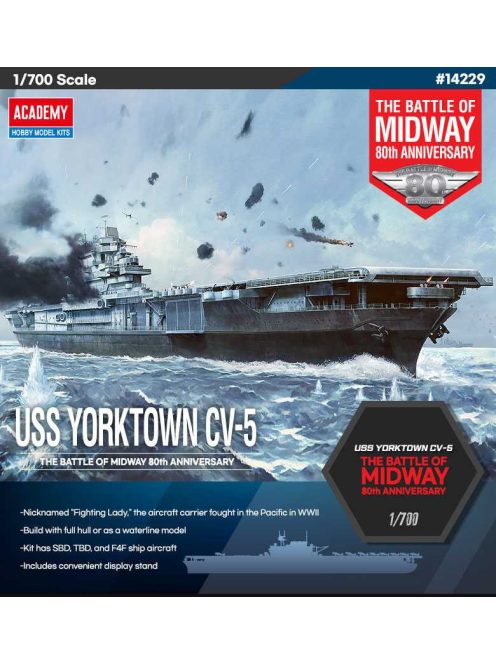 Academy - Model Kit loď 14229 - USS Yorktown CV-5 "Battle of Midway" (1:700)