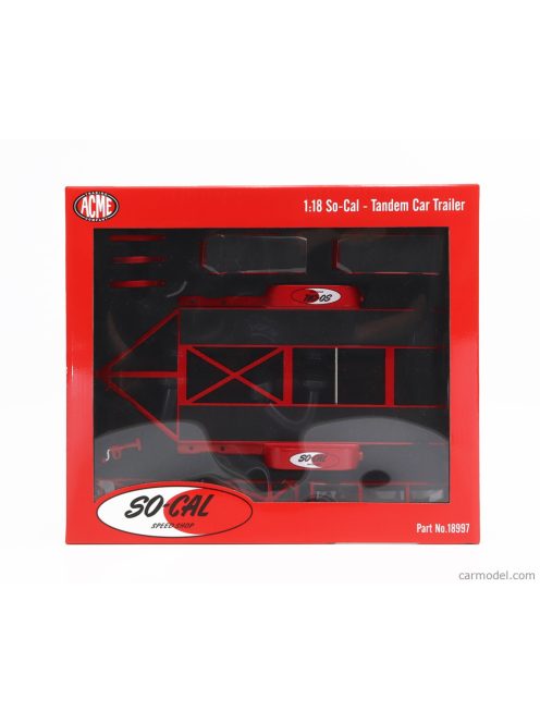 Acme-Models - Accessories Carrello Trasporto Auto 2-Assi - Car Transporter Trailer So-Cal - Car Not Included Red Black