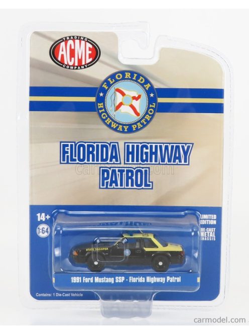 Acme-Models - Ford Usa Mustang Ssp Florida Highway Patrol State Trooper 1991 Black Cream