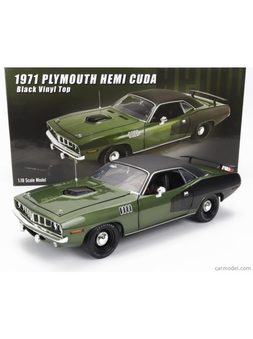Acme-Models - Plymouth Cuda Hemi Coupe Black Roof 1971 Green Matt Black