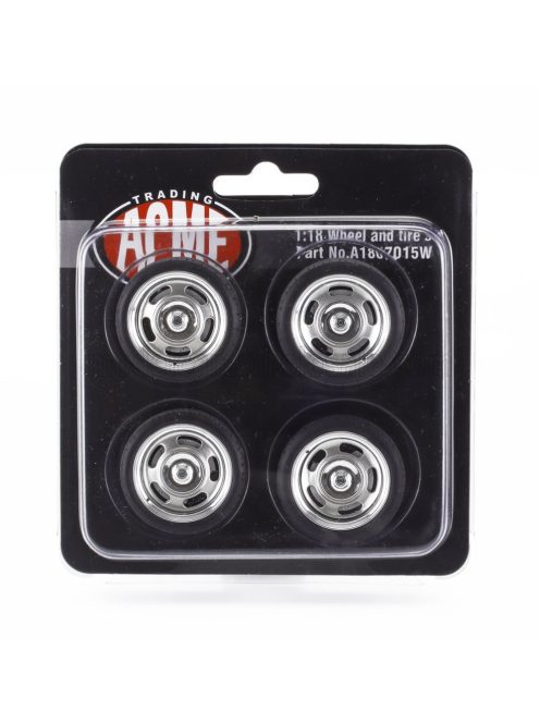 Acmemodels - ACCESSORIES SET 4X WHEELS FOR CHEVROLET BEL AIR CUSTOM CRUISER GEORGIA 1957 SILVER BLACK