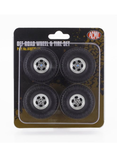 Acmemodels - ACCESSORIES SET 4X WHEELS FOR OFF-ROAD SILVER BLACK