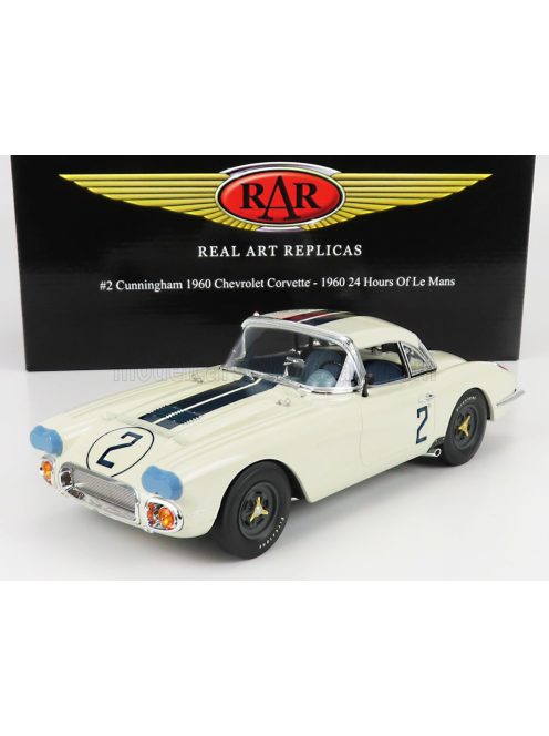 Acmemodels - CHEVROLET CORVETTE C1 COUPE 4.6L V8 TEAM B.S. CUNNINGHAM N 2 24h MANS 1960 D.THOMPSON - F.WINDRIDGE WHITE BLUE
