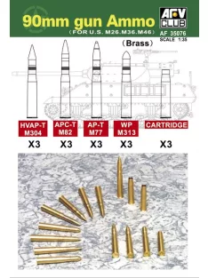 Afv-Club - 90 mm AMMO TD M-36/M-46/M-26 (BRASS)