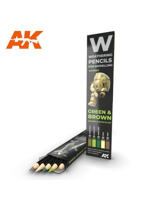 AK Interactive - Watercolor Pencil Set Green And Brown Camouflages