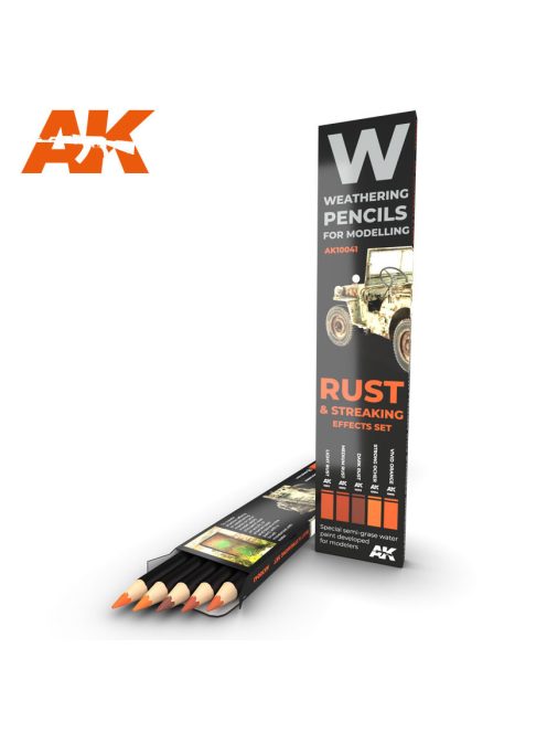 AK Interactive - Watercolor Pencil Set Rust And Streaking