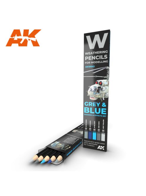 AK Interactive - Watercolor Pencil Set Grey And Blue Camouflages