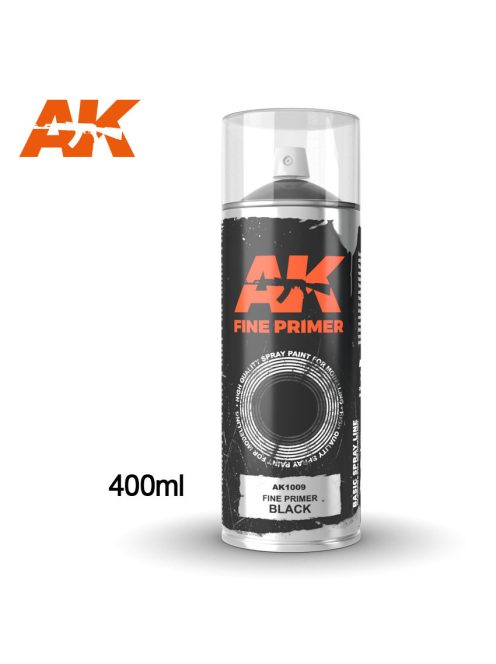 AK Interactive - Fine Primer Black - Spray 400Ml (Includes 2 Nozzles)