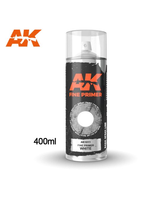 AK Interactive - Fine Primer White - Spray 400Ml (Includes 2 Nozzles)