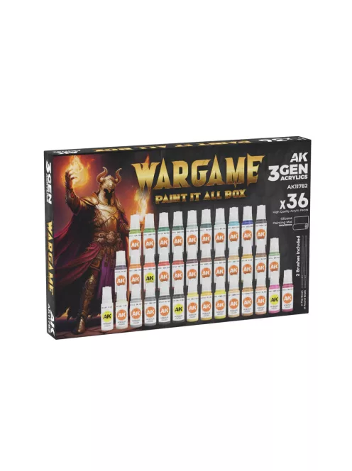 AK Interactive - WARGAME PAINT IT ALL BOX 36 COLORS 3GEN