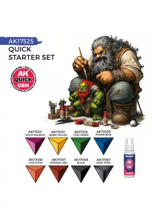   AK Interactive - QUICK STARTER SET (8 QUICK GEN + 1 MEDIUM + 1 FREE BRUSH)