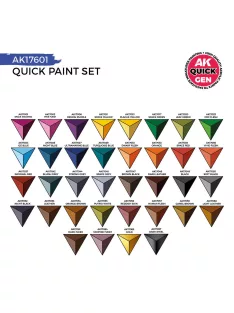   AK Interactive - QUICK PAINT SET - 36 QUICK GEN COLORS (+2 FREE BRUSHES)