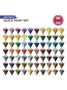  AK Interactive - QUICK PAINT SET - 72 QUICK GEN COLORS (+2 MEDIUM 18ML +2 FREE BRUSHES)
