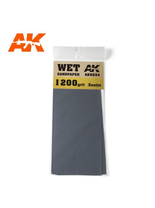 AK Interactive - Wet Sandpaper 1200 Grit. 3 units