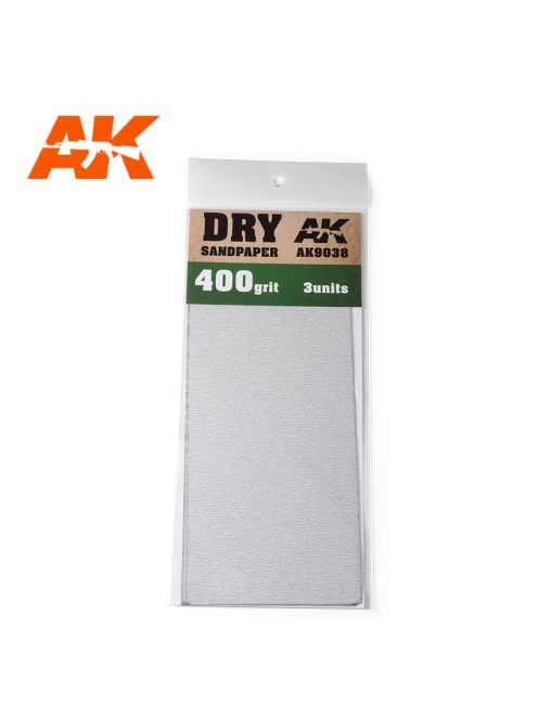 AK Interactive - Dry Sandpaper 400 Grit. 3 units