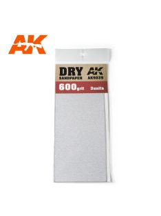 AK Interactive - Dry Sandpaper 600 Grit. 3 units