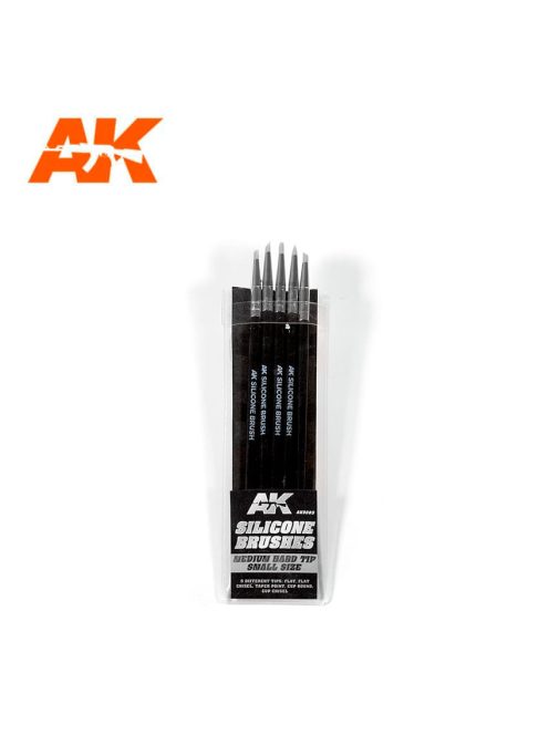 AK Interactive - Set Of 5 Silicone Brushes Medium Hard Tip Small