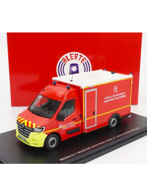 Alerte - RENAULT MASTER VAN WAS SDIS 47 VEHICULE DE SECOURS ET D'ASSISTANCE AUX VICTIMES AMBULANCE SAPEURS POMPIER 2019 RED WHITE YELLOW
