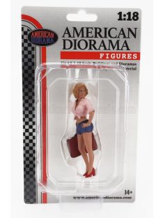 American Diorama - FIGURES GIRL WITH SUITCASE PINK BLUE