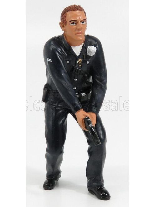 American Diorama - FIGURES POLIZIOTTO CON PISTOLA - POLICE OFFICER III WITH GUN BLACK