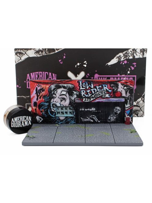 American Diorama - ACCESSORIES DIORAMA STREET ART LOWRIDER 2024 - CM. 20 x 13 x 9 - FIGURES AND CARS NOT INCLUDED GREY