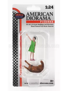 American Diorama - FIGURES GIRL WHIT DOG GREEN BROWN