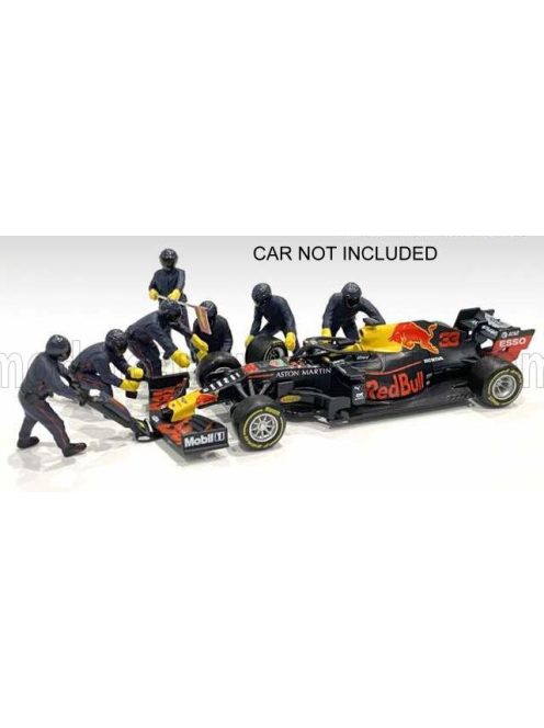 American Diorama - FIGURES F1  SET 1 2020 - DIORAMA PIT-STOP SET 7 X MECCANICI - MECHANICS - WITH DECALS MATT BLUE RED