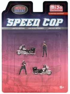   American Diorama - FIGURES SET 2X POLICE MAN WITH 2X MOTORCYCLE BLACK WHITE
