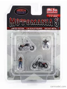   American Diorama - Figures Set Motomania - 2X Motorcycle - 2X Figure Various