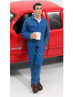   American Diorama - FIGURES LARRY MECCANICO IN PAUSA CAFFE' - MECHANIC TAKING A BREAK BLUE