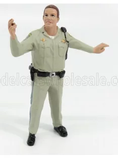   American Diorama - FIGURES POLIZIOTTO DIREZIONE TRAFFICO III - POLICEMAN HIGHWAY PATROL III DIRECTING TRAFFIC BEIGE