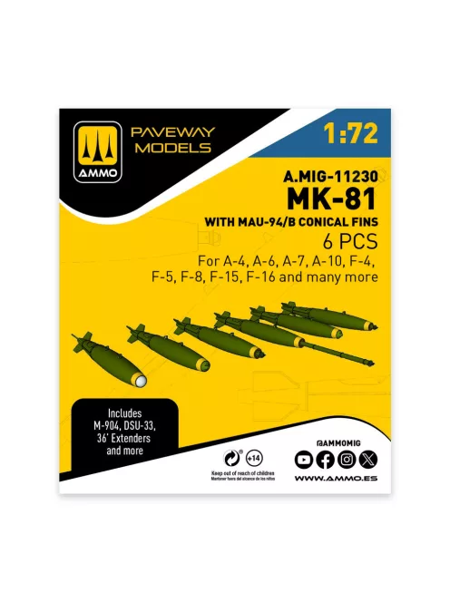 AMMO by MIG Jimenez - MK-81 with MAU-94/B conical fin (6 pcs)
