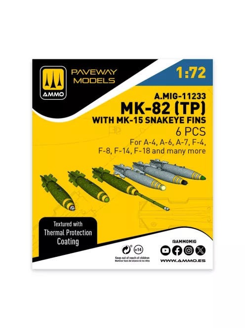 AMMO by MIG Jimenez - MK-82 with thermal protection and MK-15 Snakeye fin (6 pcs)