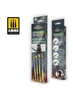 AMMO - AMMO WARGAMING UNIVERSE - DRY BRUSH Land Brush Set