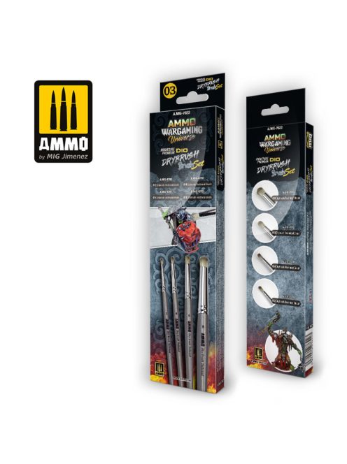 AMMO - AMMO WARGAMING UNIVERSE - Miniature Premium DIO DRYBRUSH Brush Set