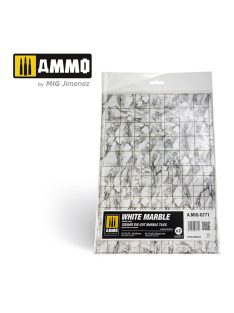 AMMO - White Marble. Square Die-cut Marble Tiles - 2 pcs