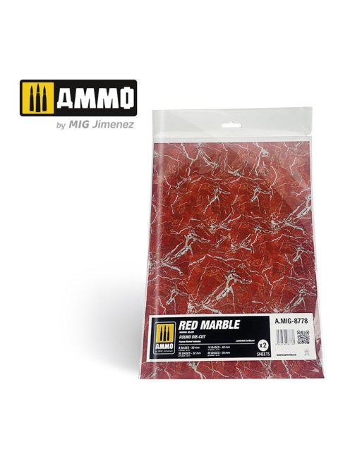 AMMO - Red Marble. Round Die-cut for Bases for Wargames - 2 pcs