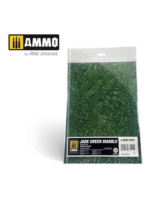 AMMO - Jade Green Marble. Round Die-cut for Bases for Wargames - 2 pcs