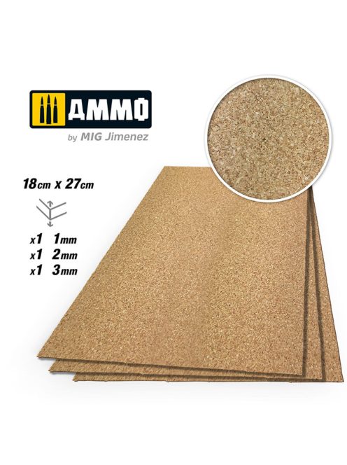 AMMO - CREATE CORK Fine Grain Mix (1mm, 2mm and 3mm) - 1 pc. each size
