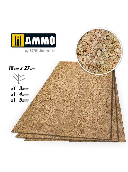 AMMO - CREATE CORK Thick Grain Mix (3mm, 4mm and 5mm) - 1 pc. Each Size