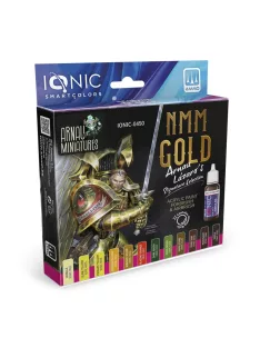   AMMO by MIG Jimenez - IONIC NMM Gold Arnau Lazaro Set - 10 Ionic Smart acrylic colors + 2 exclusive Inks