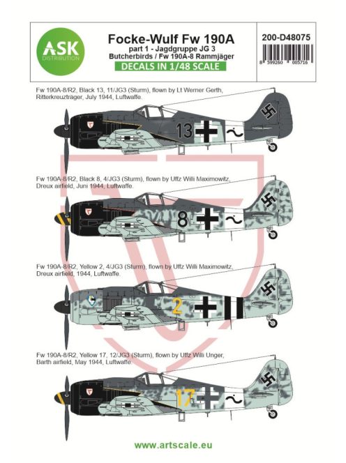 Art Scale - 1/48 Focke-Wulf Fw 190A-8/R2 part 1 - JG 3 Butcherbirds /  Fw 190A-8 Rammjäger