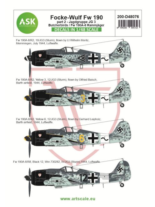 Art Scale - 1/48 Focke-Wulf Fw 190A-8/R2 part 2 - JG 3 Butcherbirds /  Fw 190A-8 Rammjäger