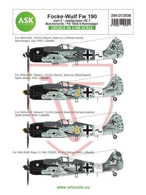 Art Scale - 1/72 Focke-Wulf Fw 190A-8/R2 part 2 - JG 3 Butcherbirds /  Fw 190A-8 Rammjäger