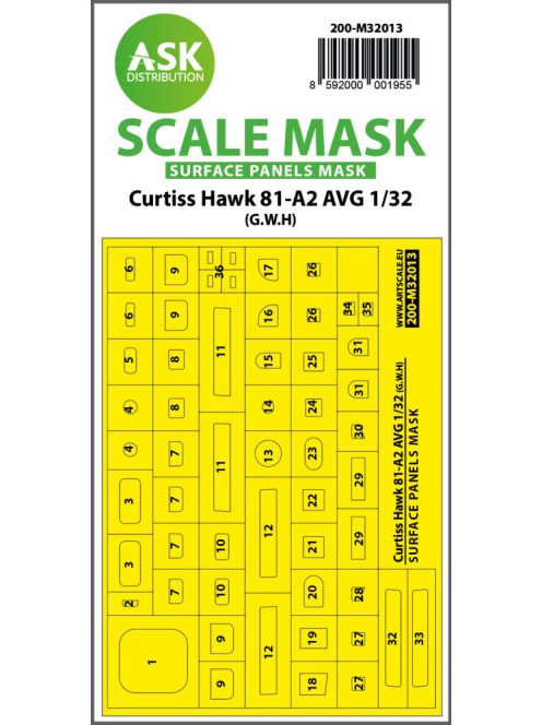 Art Scale - 1/32 Curtiss Hawk 81-A2 AVG surface panels masks for GWH