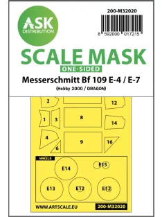   Art Scale - 1/32 Messerschmitt Bf 109E-4 & E-7 one-sided express masks for Hobby2000, Dragon, HGW kit