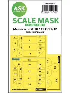   Art Scale - 1/32 Messerschmitt Bf 109E-3 double-sided express masks for Hobby2000/Dragon