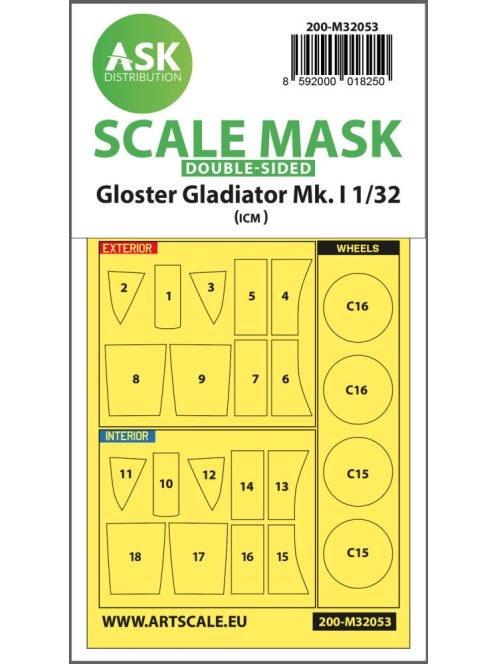 Art Scale - 1/32 Gloster Gladiator Mk.I double-sided  painting mask for Revell / ICM
